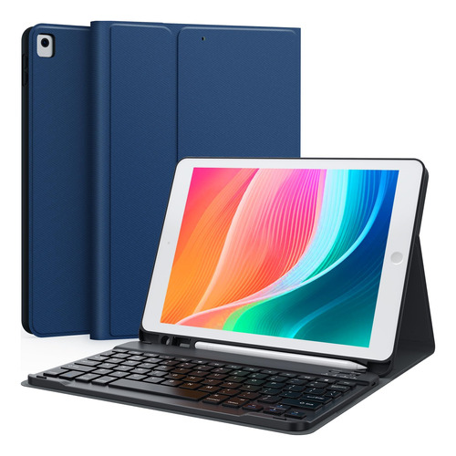 Funda Chesona 10.2 Teclado P/ iPad 7ª Gen 2019 Spen Azul