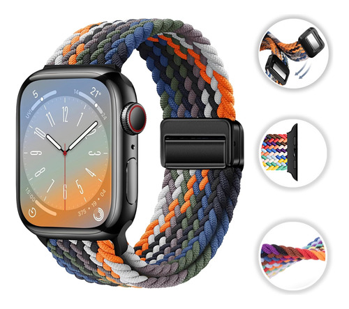 Correa Nylon Trenzado Para Apple Watch Todas Serie Magnético