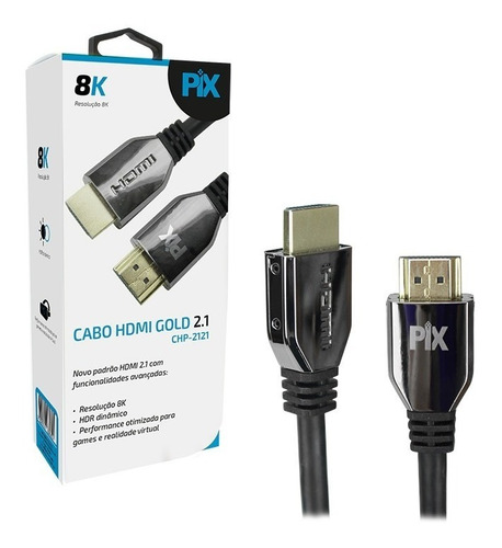 Cabo Hdmi 2.1 8k Hdr 1,5 Metros Pix Chp-2121