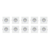 Kit 10 Spot Led Quadrado Embutir Galaxy 3w 3000k Luz Amarela