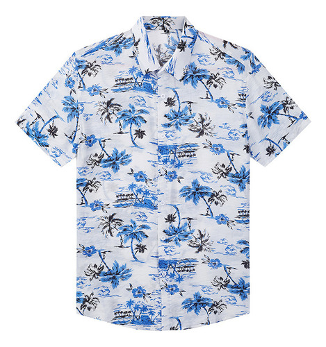 Camisa Casual De Playa De Manga Corta Con Estampado Hawaiano