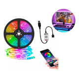 Tira Luz Led Rgb 5050 5m Con Bluetooth Con Usb Tv Gamer