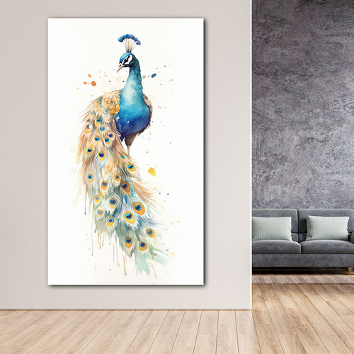Cuadro Aves Pavo Real Canvas Animales Abstract 130x70 An2