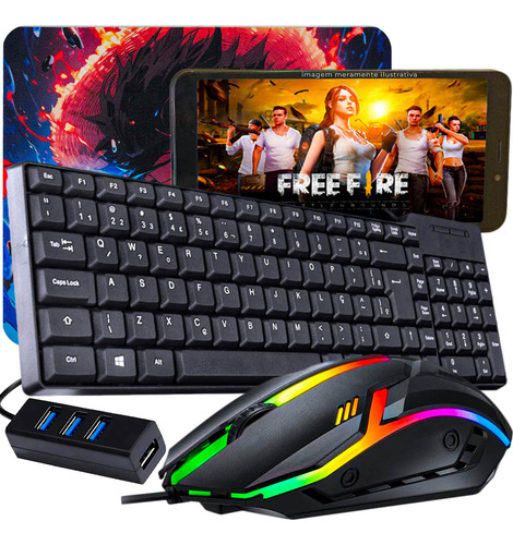 Kit Mobilador Compatível Com Vários Jogos Com Teclado E Mous