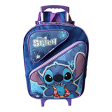 Mochila Escolar Lilo & Stitch Aloha Azul 3b Tam G Rodinhas