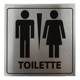 Placa Sinalização Banheiro Toilette Alumínio 13x13cm