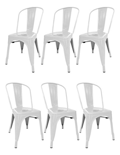 Silla Tolix De Comedor Set X6 Negro Metal Súper Reforzadas