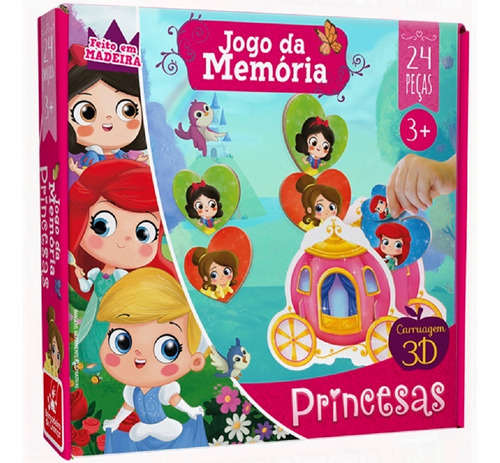 Jogo Memória Princesas 24 Peças Madeira - Brinca.de Criança
