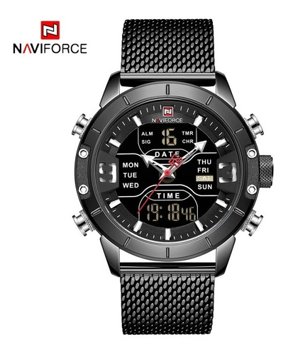 Relógio Naviforce Pulseira De Aço Inox Esportivo Militar