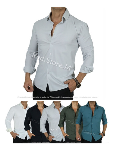 Camisa Hombre Elasticada Colores Diseño 2