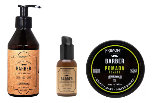 Kit Para Barba Y Pelo Shampoo Acondicionador Pomada Primont