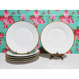 Juego 6 Platos Playos Porcelana Alemana Rosenthal De 24,5 Cm