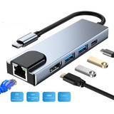 Adaptador Hub Para No Thunderbolt Usb C Hdmi + Rj-45