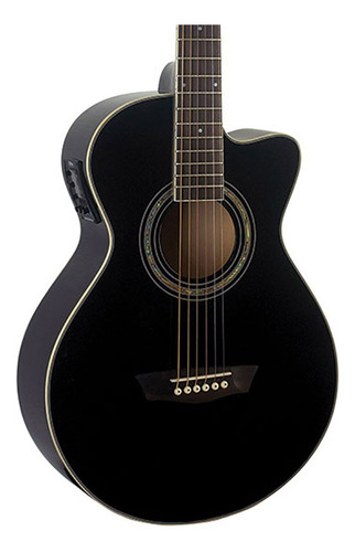 Washburn Ea10 Petite Jumbo  Guitarra Electroacústica Negra