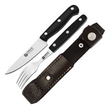 Set Asado Cuchillo 440 12,5cm Tenedor Vaina Boker Arbolito