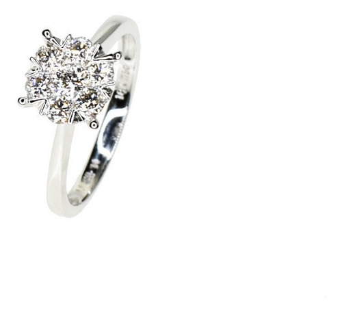 Anillo Roseta 7 Diamantes Talla Brillante Oro Blanco 