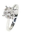 Anillo Roseta 7 Diamantes Talla Brillante Oro Blanco 