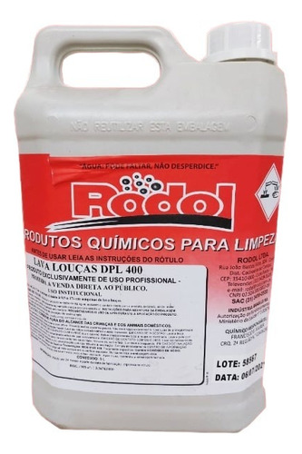 Detergente Profissional Maquina Lava Louças Dpl 400 Rodol 5l