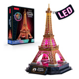 Puzzle 3d - Torre Eiffel Con Luces Led De Colores - Cubicfun