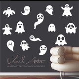 Vinil Decorativo Fantasmas Blancos 130 Pzas Halloween