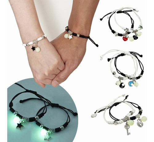 Pulsera De La Pareja Luminosa 2pc Corazón Regalos De Pareja