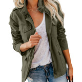 Chaquetas, Anorak Militar, Estilo Safari, Casual, Para Mujer