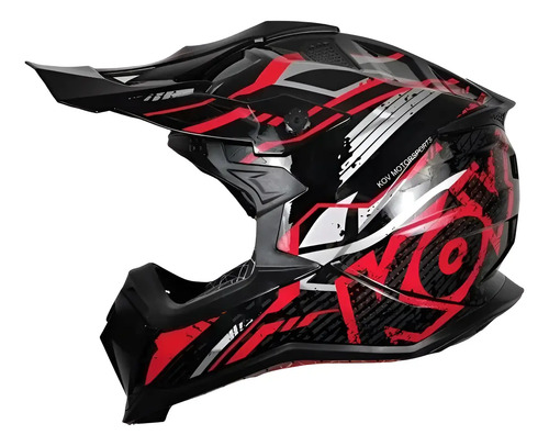 Casco Para Motociclista Cross Dirt Rojo Negro Kov Cert. Dot