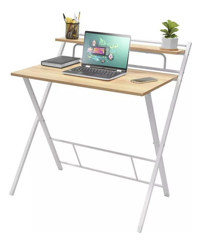 Escritorio Plegable Para Home Office Con Repisa Base Metal 