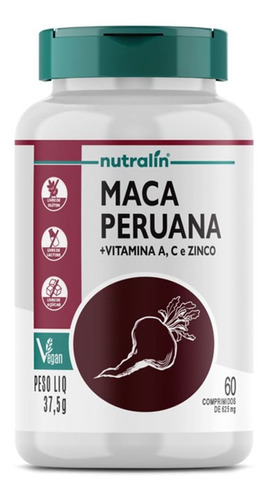 Maca Peruana Com Vitamina A, C E Zinco - 60 Comprimidos