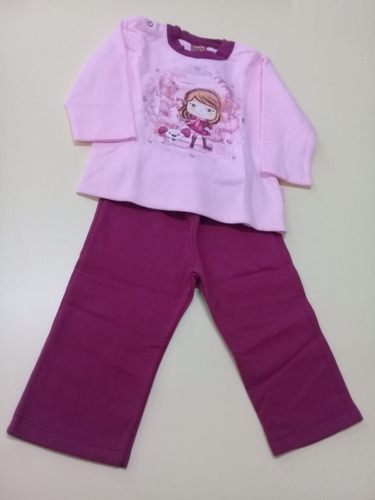 Conjunto De Moletom Kyly Feminino Infantil Rosa Com Cachorro