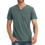 Playera Casual Moda Manga Corta Para Hombre Cuello V