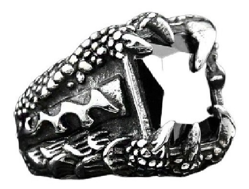 Anillo Acero Inoxidable Piedra Negr Dragón Biker Punk Hombre