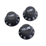 Knob Guitarra Preto Tipo Strato C/ 3