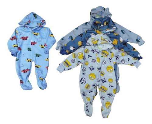 Pack 2 Enterito Bebe Con Polar Manga Larga Pijama