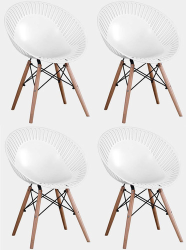 Silla Living Diseño Eiffel Eames Design Blanco 4 Unid 436