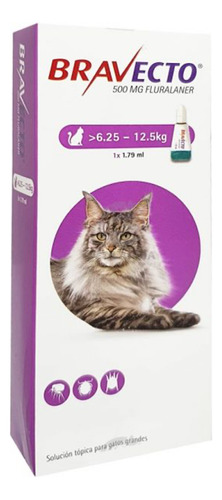 Bravecto® Gatos De 6.25-12.5kg (500mg 1 Pipeta)