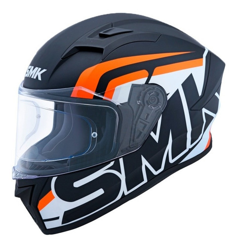 Casco Moto Integral Smk Stellar Stage Negro Naranja Mate