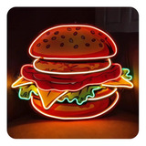 Letrero Hamburguesa Burger Luz Led Negocio Decorativo 70cm