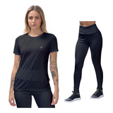 Kit Camisa Feminina Academia Calça Legging Cos Alto Treino 