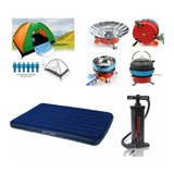 Combo Carpa Camping 6per+colchón Dob+bomba+estufa Gas Env In