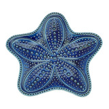 Conjunto De 4 Estrelas Decorativas De Cerâmica Ocean Azul Bo