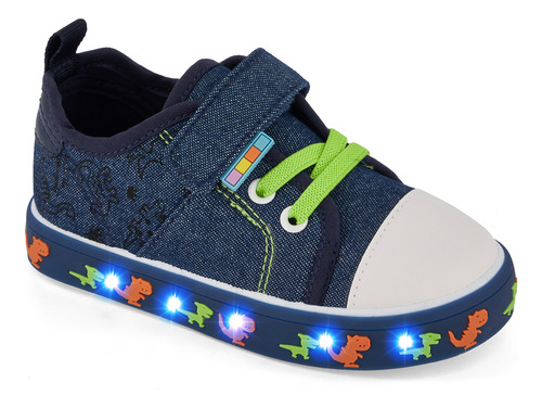 Tenis Ferrato Textl Velcro Con Luces Para Niño Azul