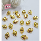 Pingente Coração Dourado 8mm Abs Plastico 100 Peça