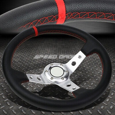 350mm 3  Deep Dish 6-bolt Silver Vinyl Leather Aluminum  Sxd