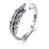 Anillo Pluma Ajustable - Plata De Ley S925