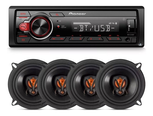 Rádio Pioneer Bluetooth + 04 Falantes Jbl 5 Pol 200w Rms