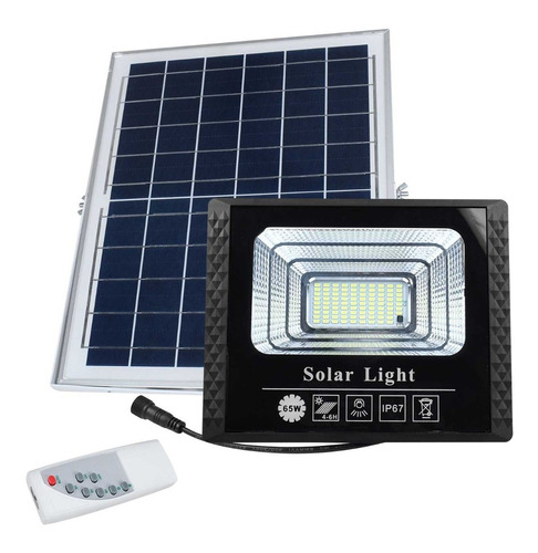 Reflector Led Solar 65w High Power Rs-6565 + Panel + Control Color De La Carcasa Negro