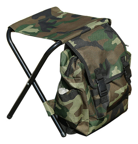 Silla Plegable 2 En 1 Mochila Taburete Camping Pesca 32x28x3