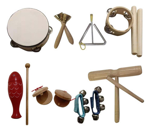 Set De 9 Instrumentos Musicales De Madera Para Educación Pre