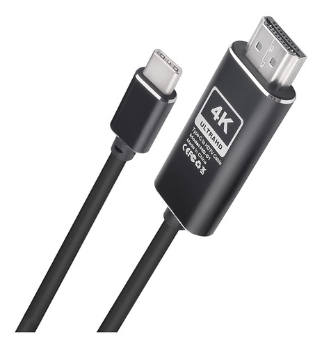 Cable Usb C A Hdmi Macho A Macho 2 Metros Negro